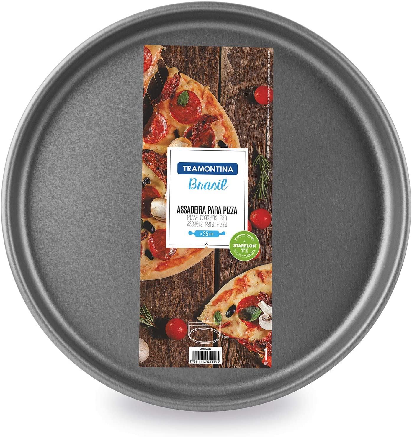 Tramontina Aluminum Pizza Pan with Interior Starflon Max Nonstick Coating and Exterior Graphite